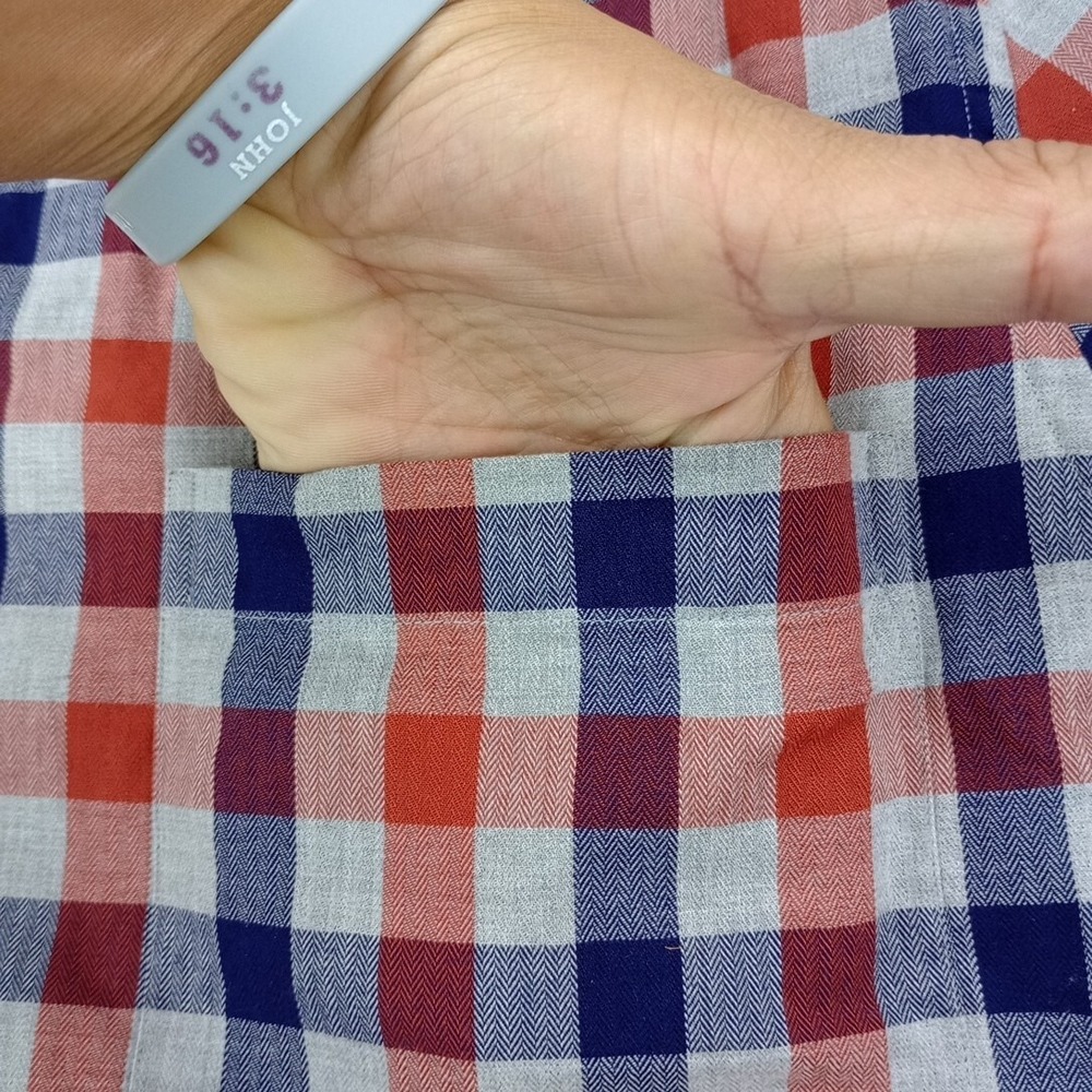 Bobby Jones Collection Mens Golf Button Down Size XL Red Grey Blue Plaid - Picture 4 of 9